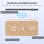 KD8801 5W Wooden Creative Wireless Charger LED Mirror Digital Display Sub-alarm Clock, Regular Style