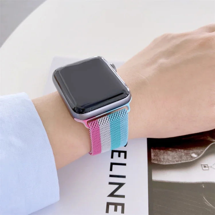 Bracelet de montre de remplacement milanais à quatre couleurs, pour Apple Watch Series 7 41mm / & 6 & SE & 5 & 4 40mm, pour Apple Watch Series 7 45mm / & 6 & SE & 5 & 4 44mm