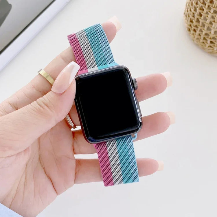 Bracelet de montre de remplacement milanais à quatre couleurs, pour Apple Watch Series 7 41mm / & 6 & SE & 5 & 4 40mm, pour Apple Watch Series 7 45mm / & 6 & SE & 5 & 4 44mm