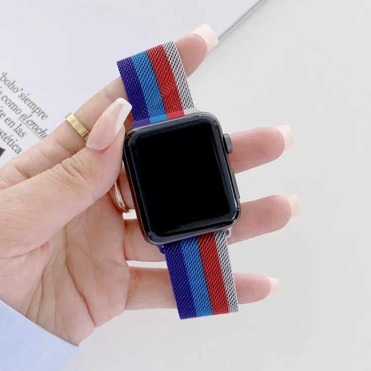 Bracelet de montre de remplacement milanais à quatre couleurs, pour Apple Watch Series 7 41mm / & 6 & SE & 5 & 4 40mm, pour Apple Watch Series 7 45mm / & 6 & SE & 5 & 4 44mm