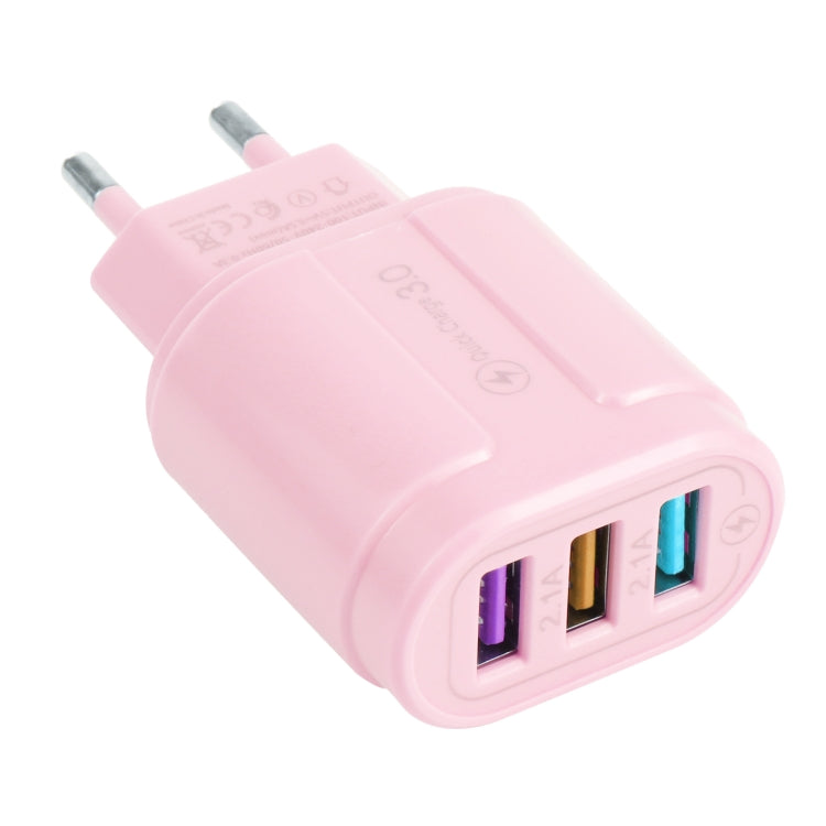 Chargeur de voyage Macarons USB QC3.0 + double ports USB 2.1A, prise EU, prise US