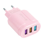 Chargeur de voyage Macarons USB QC3.0 + double ports USB 2.1A, prise EU, prise US