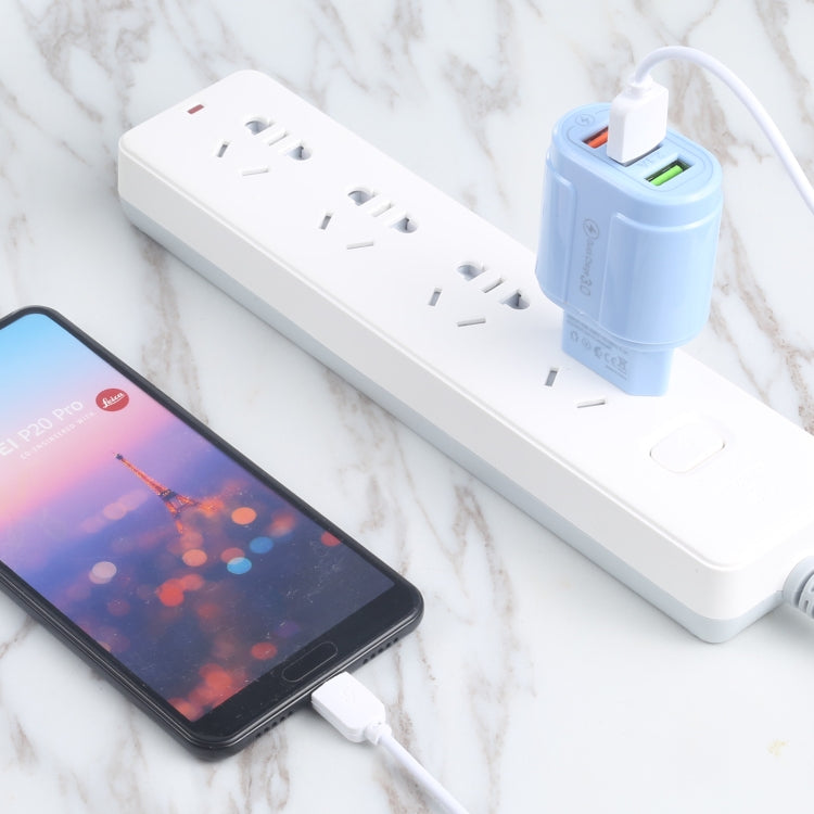 Chargeur de voyage Macarons USB QC3.0 + double ports USB 2.1A, prise EU, prise US