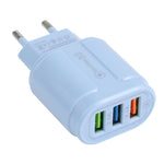 Chargeur de voyage Macarons USB QC3.0 + double ports USB 2.1A, prise EU, prise US
