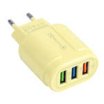 Chargeur de voyage Macarons USB QC3.0 + double ports USB 2.1A, prise EU, prise US
