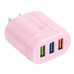 Chargeur de voyage Macarons USB QC3.0 + double ports USB 2.1A, prise EU, prise US