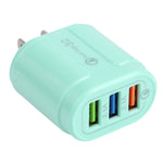 Chargeur de voyage Macarons USB QC3.0 + double ports USB 2.1A, prise EU, prise US