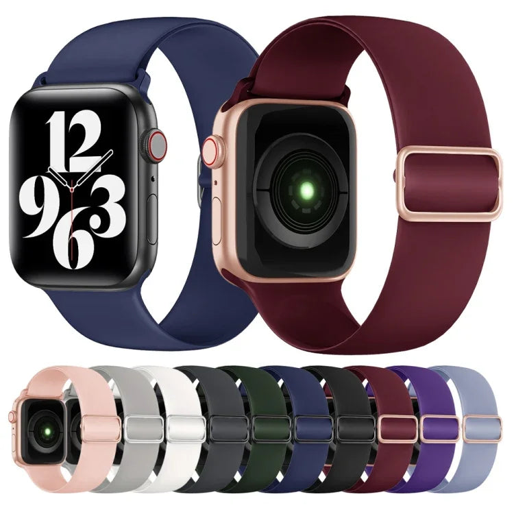 Bracelet de remplacement en silicone élastique pour Apple Watch Series 7 45mm / 6 & SE & 5 & 4 44mm / 3 & 2 & 1 42mm