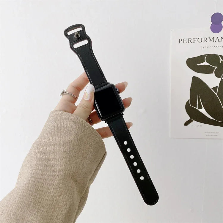 Bracelet de rechange en cuir rétro à boucle en forme de 8 pour Apple Watch Series, 7 41 mm / 6 & SE & 5 & 4 40 mm / 3 & 2 & 1 38 mm, 7 45 mm / 6 & SE & 5 & 4 44 mm / 3 & 2 & 1 42 mm