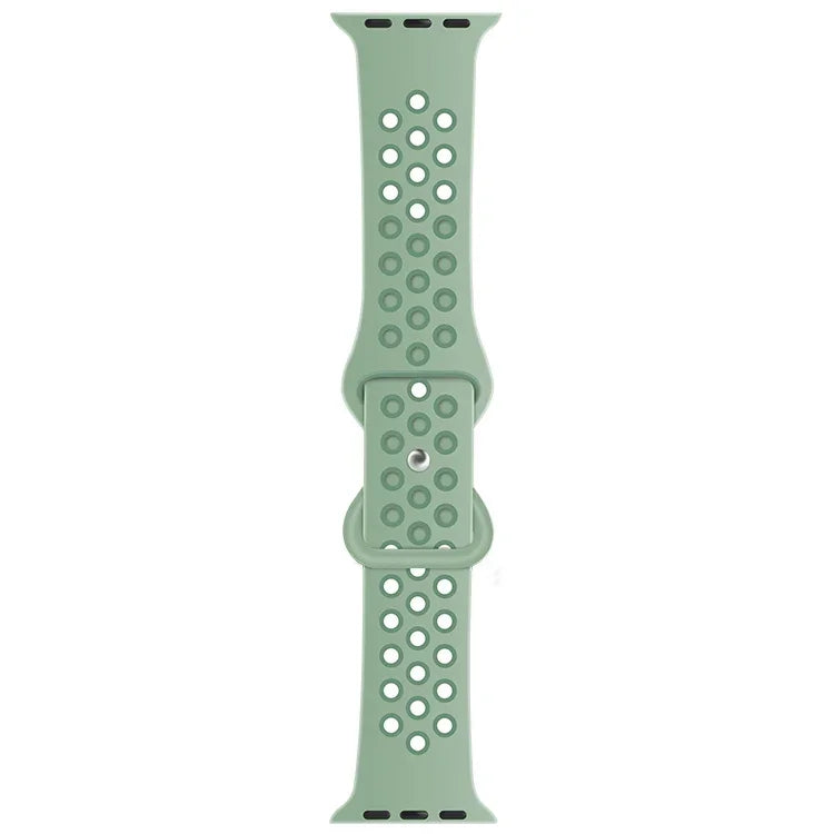 Butterfly Buckle Dual-tone Liquid Silicone Replacement Watchband For Apple Watch Series, 7 41mm / 6 & SE & 5 & 4 40mm / 3 & 2 & 1 38mm, 7 45mm / 6 & SE & 5 & 4 44mm / 3 & 2 & 1 42mm