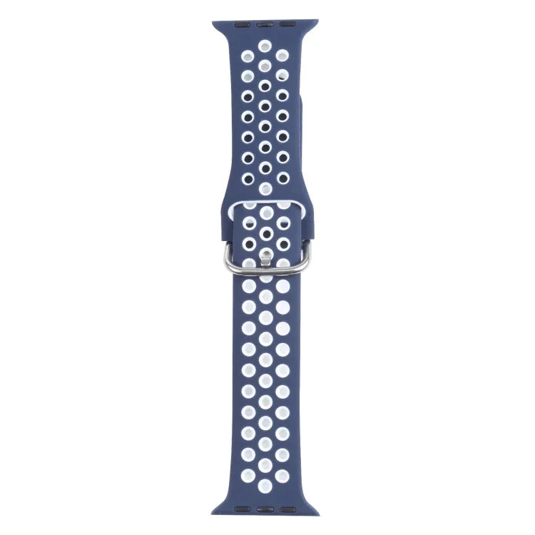 Metal Buckle Silicone Replacement Watchband For Apple Watch Series, 7 41mm / 6 & SE & 5 & 4 40mm / 3 & 2 & 1 38mm, 7 45mm / 6 & SE & 5 & 4 44mm / 3 & 2 & 1 42mm