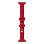 slimming silicone replacement strap for Apple Watch in bright red color, compatible with various Apple Watch models.