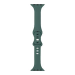 Slimming silicone replacement strap for Apple Watch, adjustable and comfortable silicone band in green color.