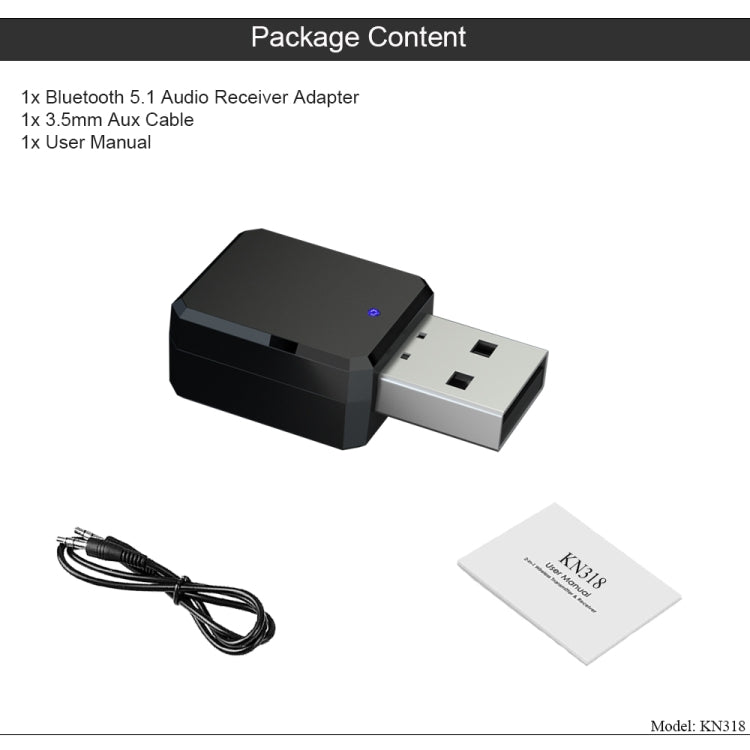 Adaptateur USB Bluetooth 5.1 récepteur audio KN318, KN318