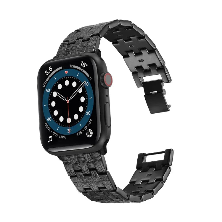 Bracelet de rechange en acier inoxydable à texture tissée pour Apple Watch Series, 7 41mm / 6 & SE & 5 & 4 40mm / 3 & 2 & 1 38mm, 7 45mm / 6 & SE & 5 & 4 44mm / 3 & 2 & 1 42mm