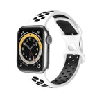 Bracelet de rechange en silicone bicolore à 8 boucles pour Apple Watch Series 7 41 mm / 6 & SE & 5 & 4 40 mm / 3 & 2 & 1 38 mm