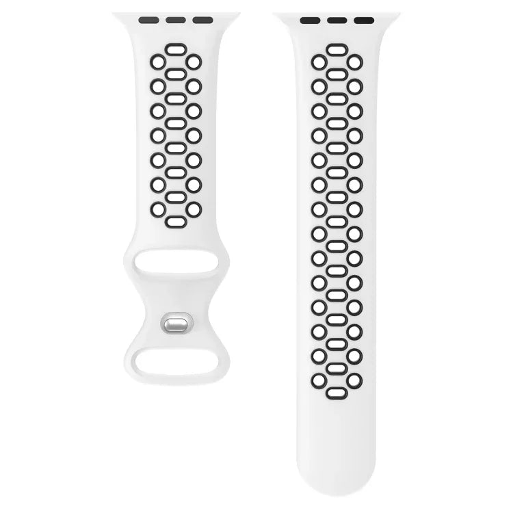 Bracelet de rechange en silicone bicolore à 8 boucles pour Apple Watch Series 7 41 mm / 6 & SE & 5 & 4 40 mm / 3 & 2 & 1 38 mm