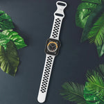 Bracelet de rechange en silicone bicolore à 8 boucles pour Apple Watch Series 7 41 mm / 6 & SE & 5 & 4 40 mm / 3 & 2 & 1 38 mm