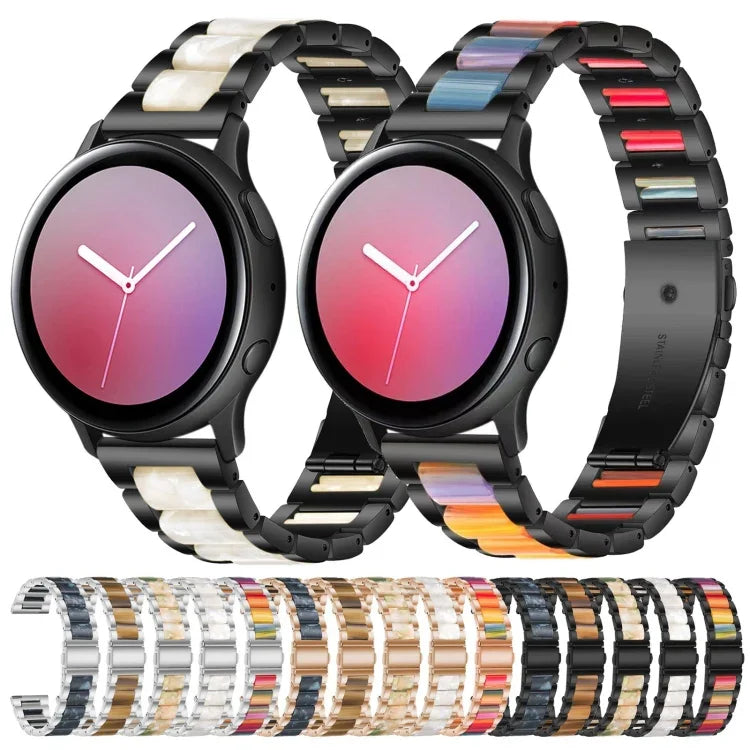 Bracelet de remplacement en acier trois billes + résine, pour montre intelligente Samsung 20 mm, pour montre intelligente Samsung 22 mm
