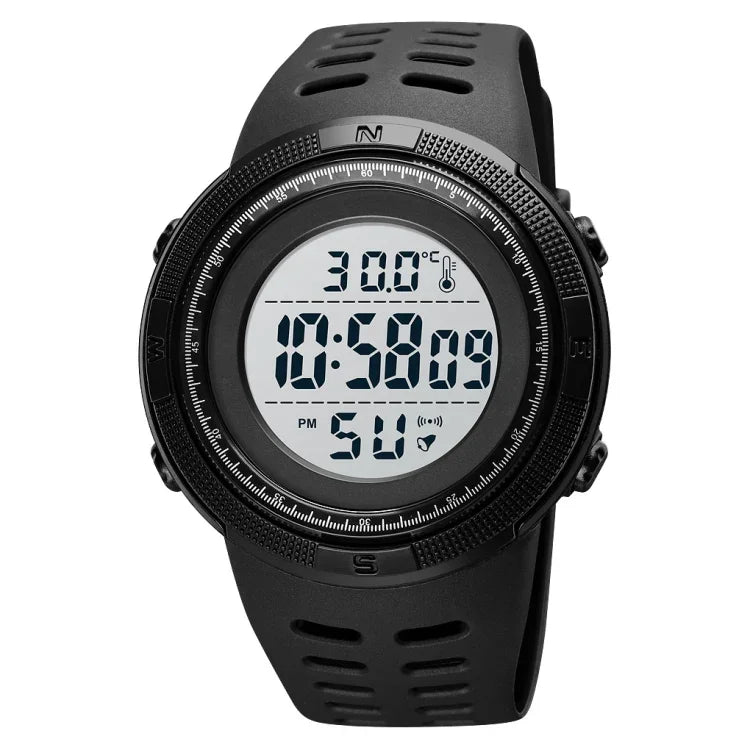 Montre électronique multifonction SKMEI 1681 à affichage numérique LED lumineux, support de mesure de température corporelle / ambiante