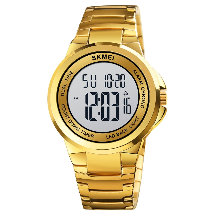 Montre électronique SKMEI 1712 à affichage numérique LED lumineux double fuseau horaire avec bracelet en acier inoxydable