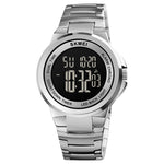 Montre électronique SKMEI 1712 à affichage numérique LED lumineux double fuseau horaire avec bracelet en acier inoxydable