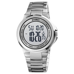 Montre électronique SKMEI 1712 à affichage numérique LED lumineux double fuseau horaire avec bracelet en acier inoxydable