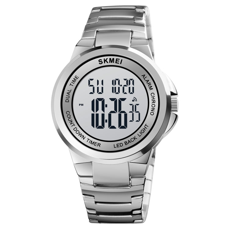 Montre électronique SKMEI 1712 à affichage numérique LED lumineux double fuseau horaire avec bracelet en acier inoxydable