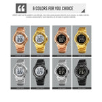 Montre électronique SKMEI 1712 à affichage numérique LED lumineux double fuseau horaire avec bracelet en acier inoxydable