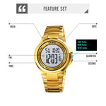 Montre électronique SKMEI 1712 à affichage numérique LED lumineux double fuseau horaire avec bracelet en acier inoxydable