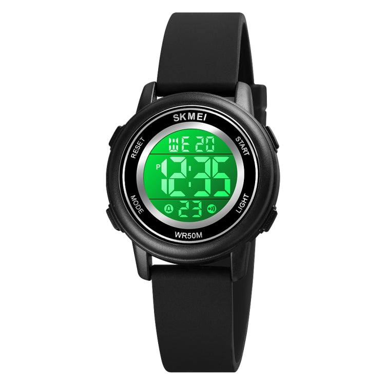 Montre électronique SKMEI 1721 à affichage numérique LED lumineux avec cadran rond triple et bracelet en silicone
