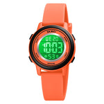 Montre électronique SKMEI 1721 à affichage numérique LED lumineux avec cadran rond triple et bracelet en silicone