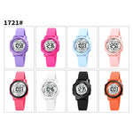 Montre électronique SKMEI 1721 à affichage numérique LED lumineux avec cadran rond triple et bracelet en silicone