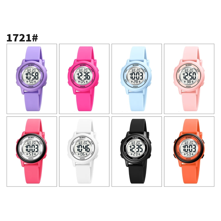 Montre électronique SKMEI 1721 à affichage numérique LED lumineux avec cadran rond triple et bracelet en silicone
