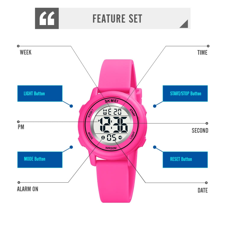 Montre électronique SKMEI 1721 à affichage numérique LED lumineux avec cadran rond triple et bracelet en silicone