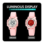 Montre électronique SKMEI 1721 à affichage numérique LED lumineux avec cadran rond triple et bracelet en silicone