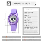 Montre électronique SKMEI 1721 à affichage numérique LED lumineux avec cadran rond triple et bracelet en silicone