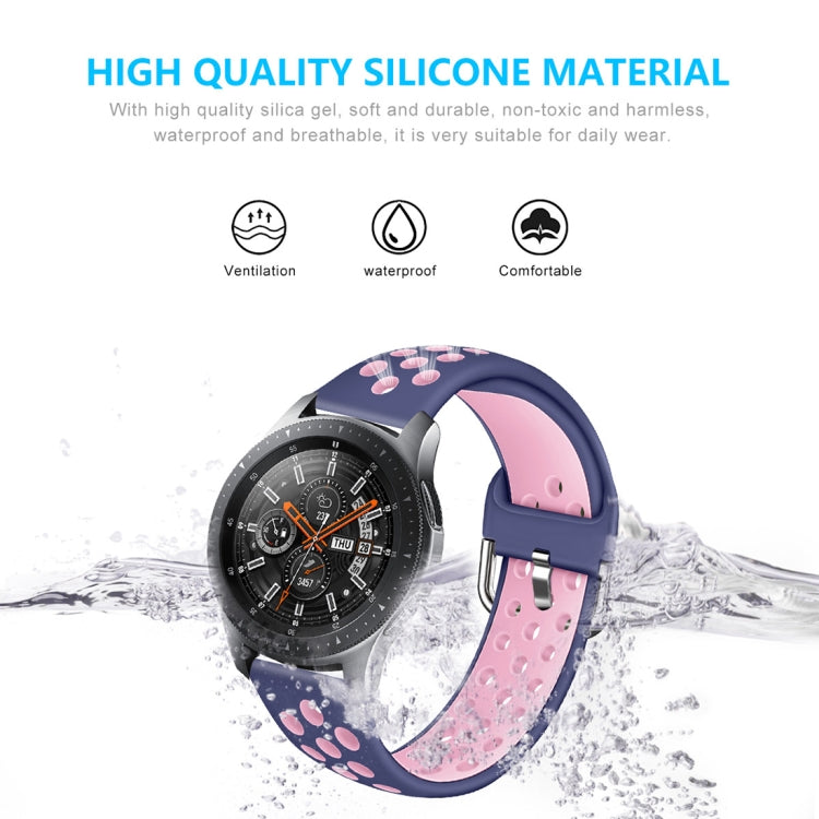 For Galaxy Watch 46 / S3 / Huawei Watch GT 1 / 2 22mm Smart Watch Silicone Double Color Wrist Strap Watchband, L, S