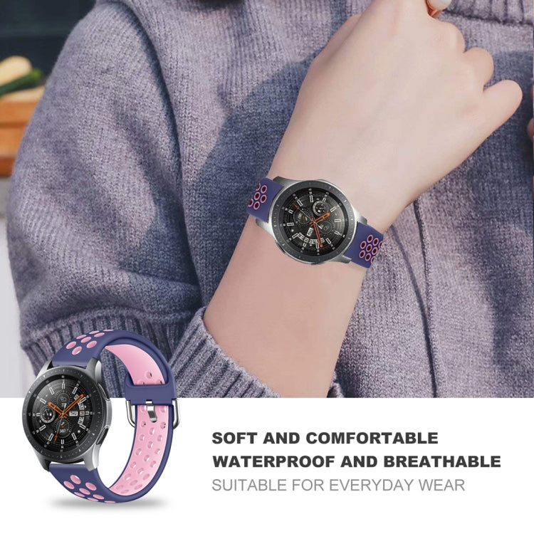 For Galaxy Watch 46 / S3 / Huawei Watch GT 1 / 2 22mm Smart Watch Silicone Double Color Wrist Strap Watchband, L, S