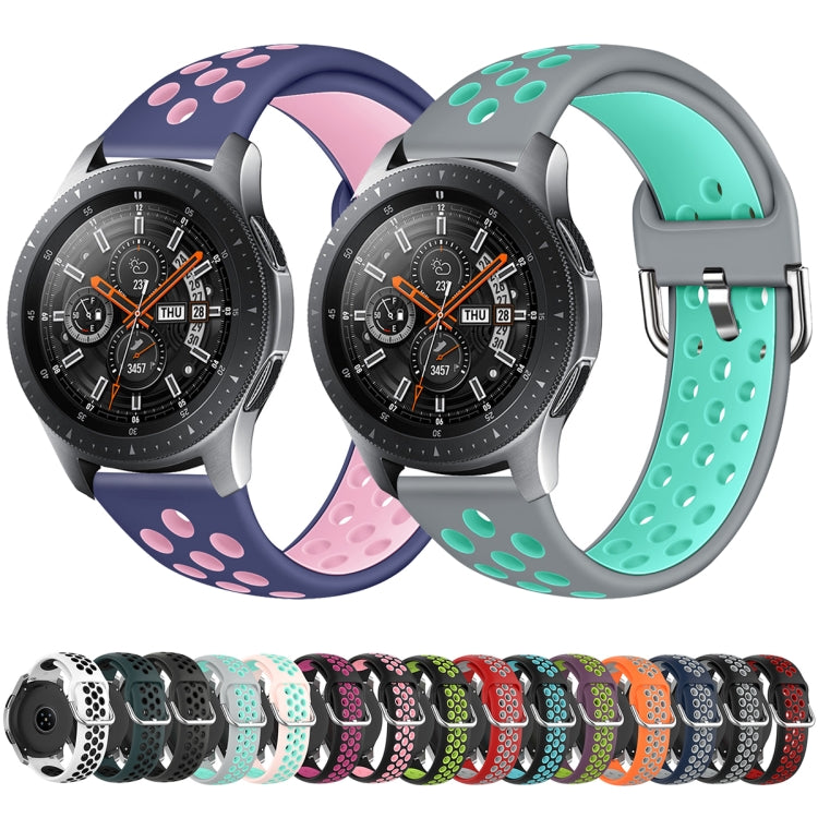 For Galaxy Watch 46 / S3 / Huawei Watch GT 1 / 2 22mm Smart Watch Silicone Double Color Wrist Strap Watchband, L, S
