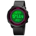 Montre électronique SKMEI 1736 à affichage numérique LED lumineux avec cadran rond triple et fonction chronomètre