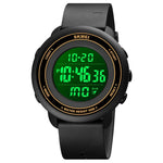 Montre électronique SKMEI 1736 à affichage numérique LED lumineux avec cadran rond triple et fonction chronomètre