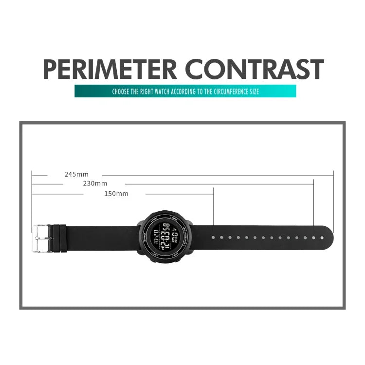 Montre électronique SKMEI 1736 à affichage numérique LED lumineux avec cadran rond triple et fonction chronomètre