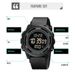 Montre électronique SKMEI 1736 à affichage numérique LED lumineux avec cadran rond triple et fonction chronomètre