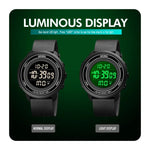 Montre électronique SKMEI 1736 à affichage numérique LED lumineux avec cadran rond triple et fonction chronomètre