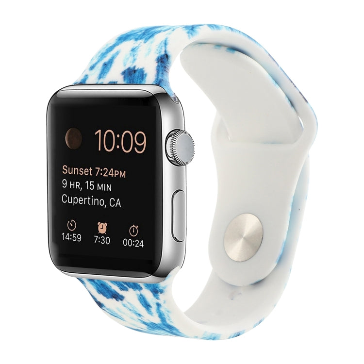 Bracelet de remplacement en silicone à motif peint pour Apple Watch Series, 7 41mm / 6 & SE & 5 & 4 40mm / 3 & 2 & 1 38mm, 7 45mm / 6 & SE & 5 & 4 44mm / 3 & 2 & 1 42mm