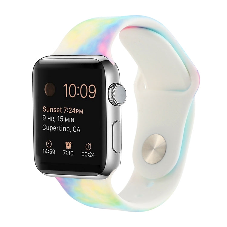 Bracelet de remplacement en silicone à motif peint pour Apple Watch Series, 7 41mm / 6 & SE & 5 & 4 40mm / 3 & 2 & 1 38mm, 7 45mm / 6 & SE & 5 & 4 44mm / 3 & 2 & 1 42mm
