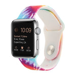 Bracelet de remplacement en silicone à motif peint pour Apple Watch Series, 7 41mm / 6 & SE & 5 & 4 40mm / 3 & 2 & 1 38mm, 7 45mm / 6 & SE & 5 & 4 44mm / 3 & 2 & 1 42mm