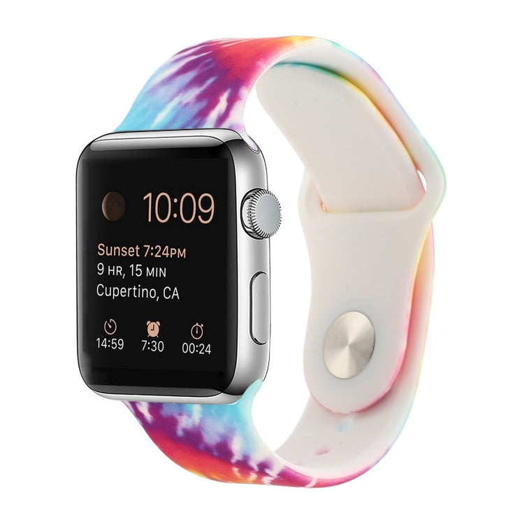 Bracelet de remplacement en silicone à motif peint pour Apple Watch Series, 7 41mm / 6 & SE & 5 & 4 40mm / 3 & 2 & 1 38mm, 7 45mm / 6 & SE & 5 & 4 44mm / 3 & 2 & 1 42mm