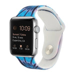 Bracelet de remplacement en silicone à motif peint pour Apple Watch Series, 7 41mm / 6 & SE & 5 & 4 40mm / 3 & 2 & 1 38mm, 7 45mm / 6 & SE & 5 & 4 44mm / 3 & 2 & 1 42mm